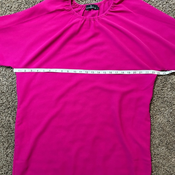 Pomander Place Tuckernuck Eliza Shift Dress Pink Fuchsia Long Sleeve Pockets S - Picture 9 of 11